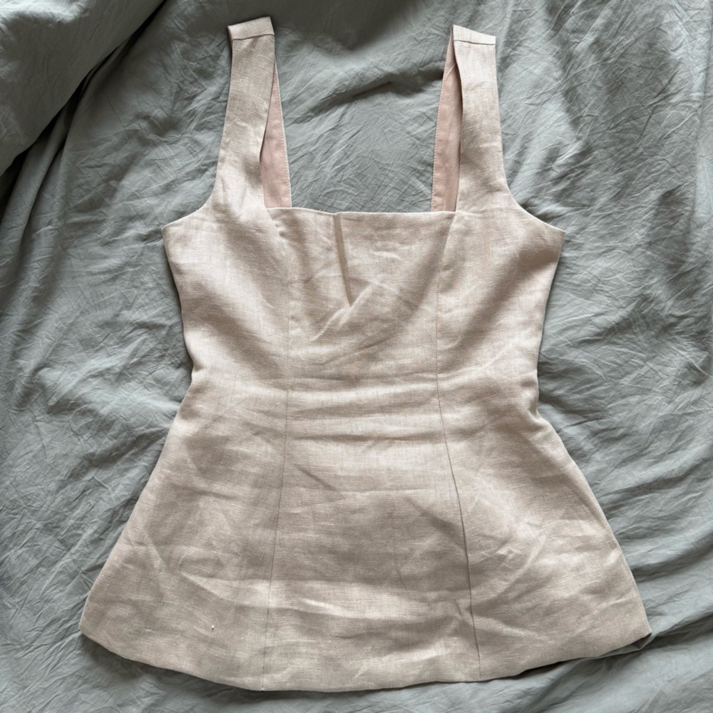 olivaceous a-line fit & flare linen top - m - Picture 4 of 7